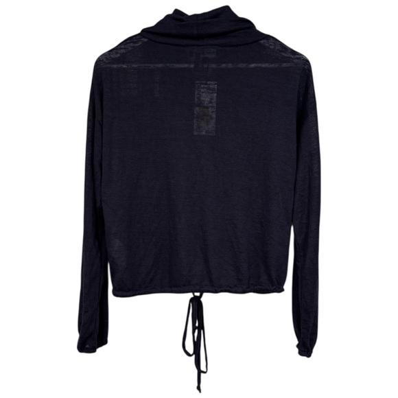 DKNY Dark Navy Blue Sheer Long Sleeve Top Size Medium NWT Womens - Picture 9 of 12